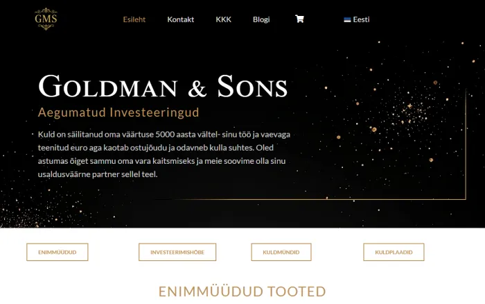 Screenshot of goldmansons.ee — e-commerce store